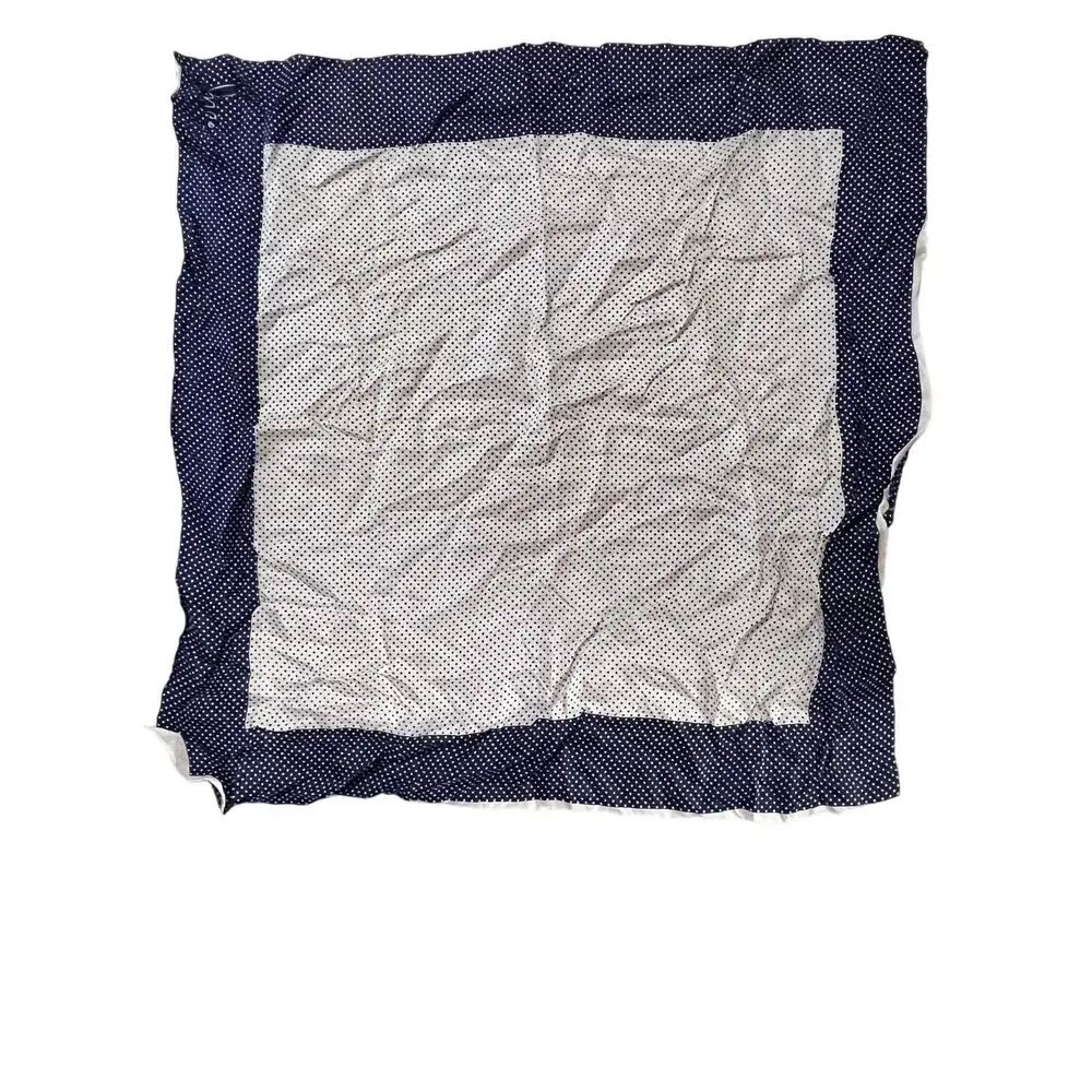 Vintage Vera Neumann Scarf - Signed - Blue & White - Polka Dot